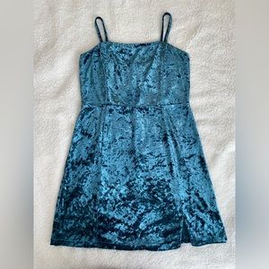 Dark Teal Velvet Mini Dress (sz M)